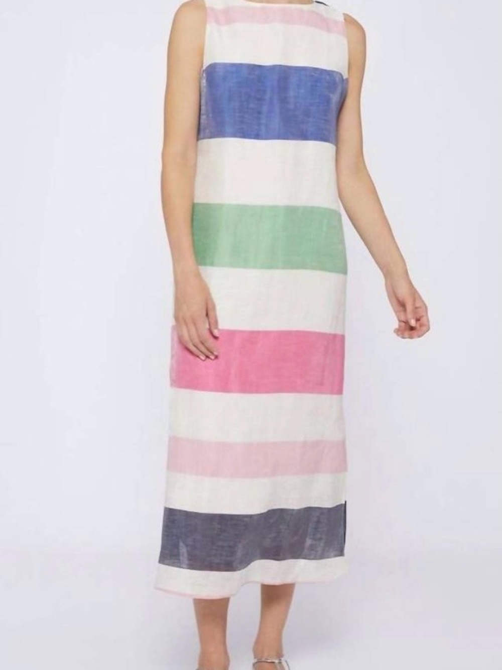 Vilagallo Sleeveless Maxi Dress in Pastel Stripe Colors